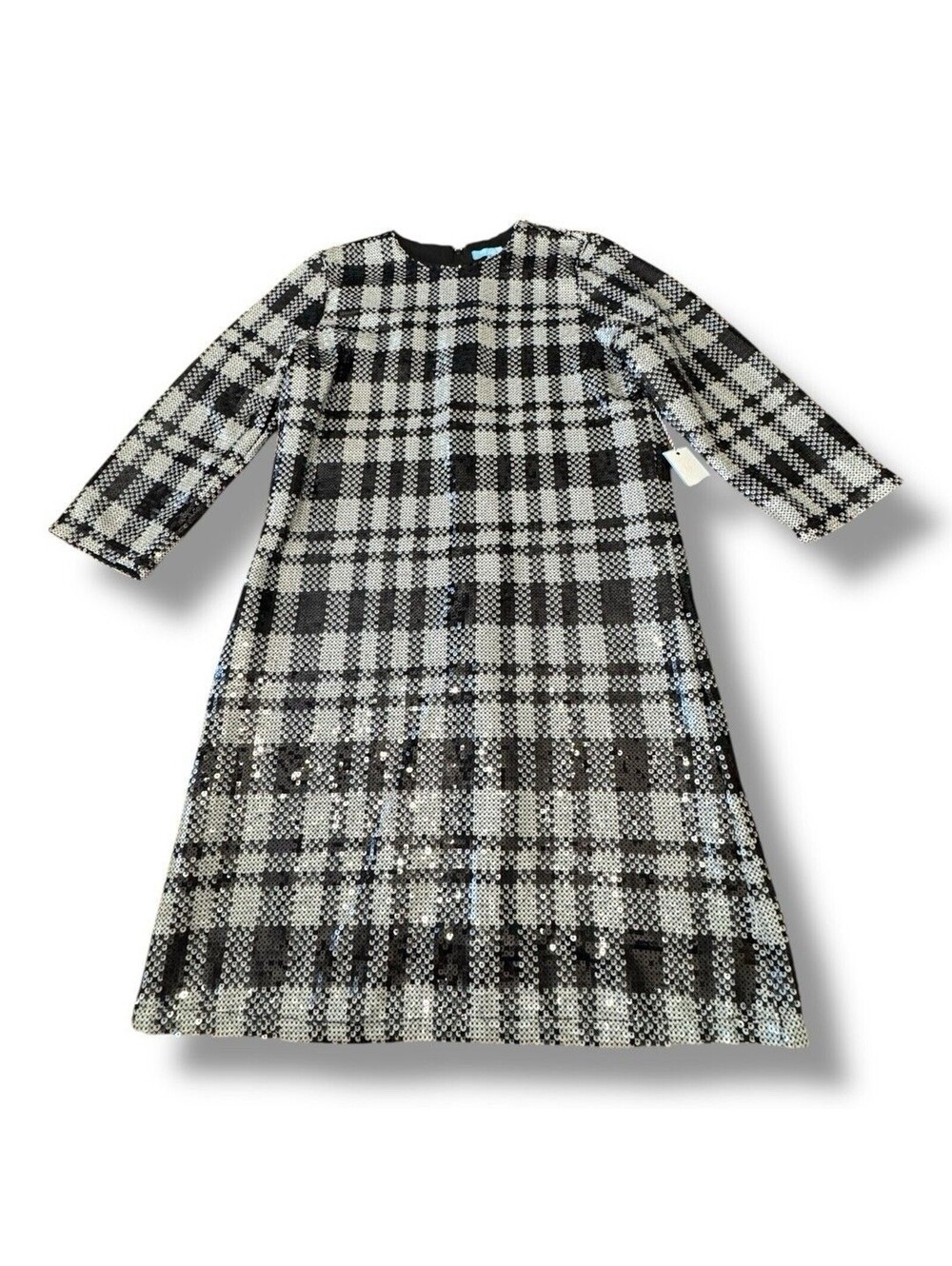 NWT Draper James RSVP Three-Quarter Sleeve Sequin Sheath Dress Black & Grey 10